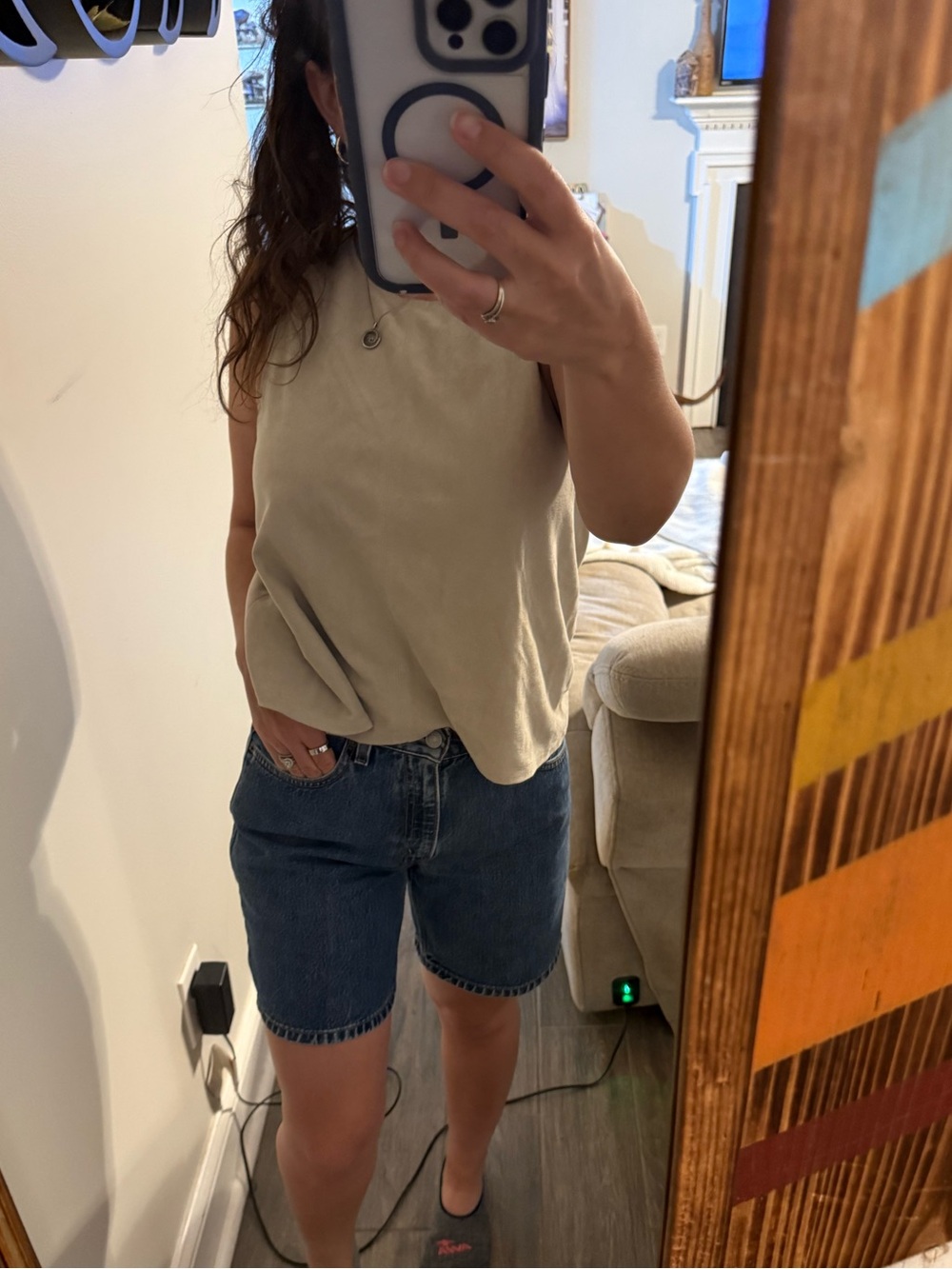 Levi's vintage 100% cotton high waisted mid length jean shorts